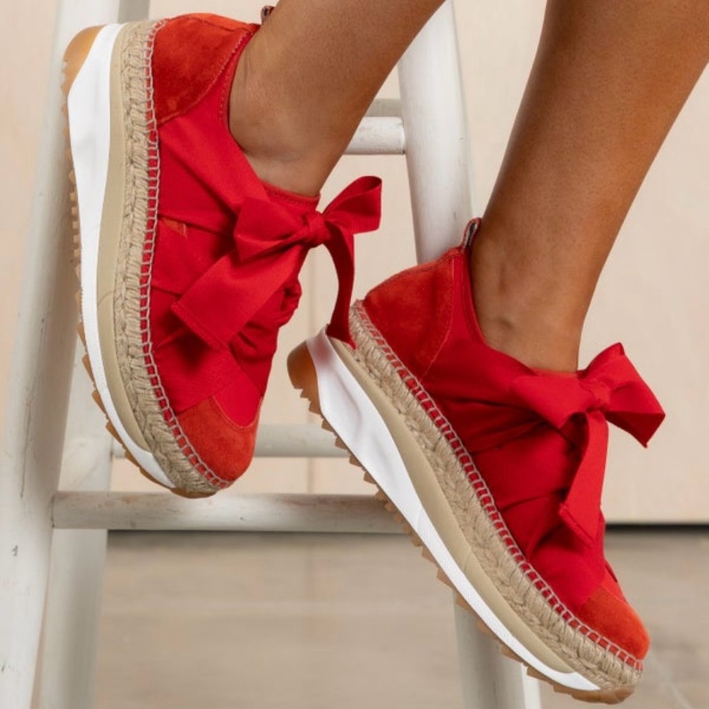 NEW - Free People Chapmin Espadrille Red Sneakers, Size 39